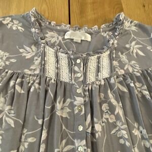 Eileen West nightgown 2XL Women's Floral Gray White Full Length